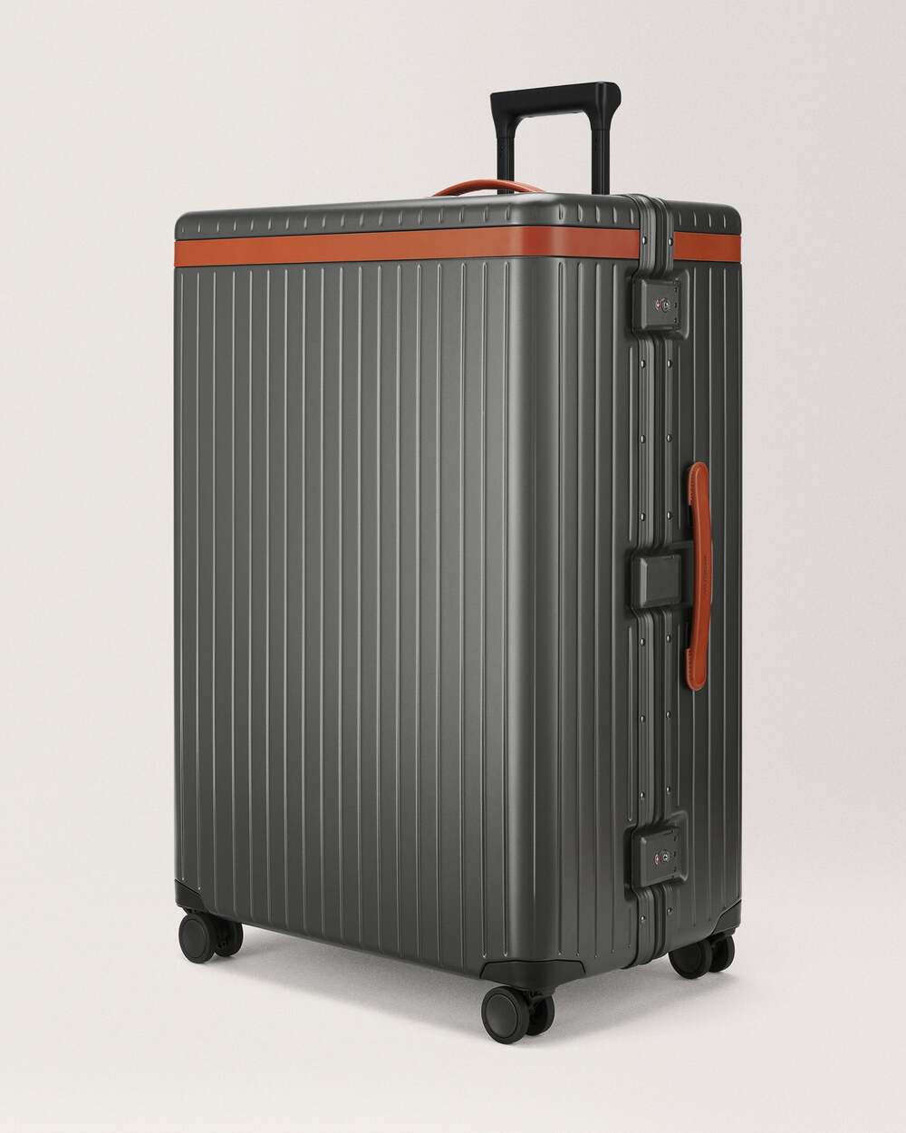 Carl Friedrik Large Check-In Hybrid Suitcase 125L Grey/Cognac NEW Authentic